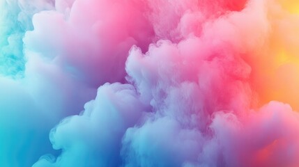 Poster - A dynamic image of rainbow-colored smoke plumes emerging from a single source, with each color blending seamlessly into the next, creating a captivating effect.