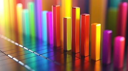 Poster - A high-resolution image of a D bar chart with vibrant, colored bars ascending against a sleek, modern background, showcasing data trends and comparisons.