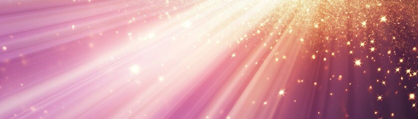 Poster - Capture the essence of nostalgia with a dazzling background filled with a shimmering starburst in silver and gold against a smooth gradient of pink and purple. Ideal for eye-catching designs