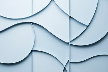 Poster - this artwork features an elegant arrangement of overlapping geometric panels in muted light blue sha
