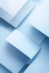 Poster - an abstract composition features overlapping geometric shapes in soft light blue tones, creating a s