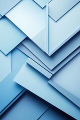 Poster - the artwork features an intricate arrangement of geometric panels in soft blue hues, casting subtle 