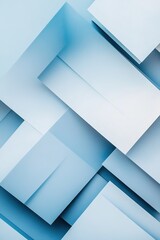 Poster - Overlapping geometric panels in muted light blue tones create a stylish abstract composition against a clean white background, providing ample space for text overlay