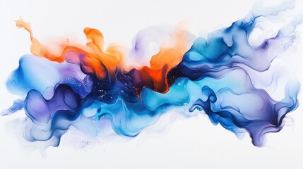 Poster - A swirling mix of blue, orange, and purple smoke against a clean, white background, creating a bold and striking contrast with its fluid movement.