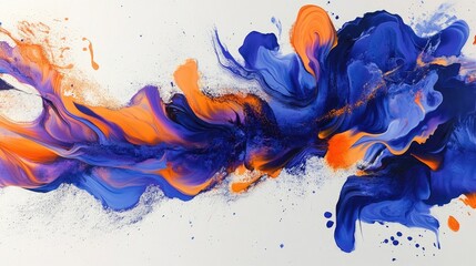 Poster - A swirling mix of blue, orange, and purple smoke against a clean, white background, creating a bold and striking contrast with its fluid movement.