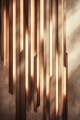 Poster - This background features vertical wooden slats enhanced by warm light patterns, creating geometric shapes against a neutral backdrop with ample space for text