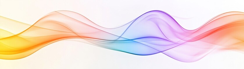 Poster - Colorful iridescent waves flow elegantly across a clean, soft pastel backdrop. The smooth transitions create a calming artistic effect, perfect for text overlays