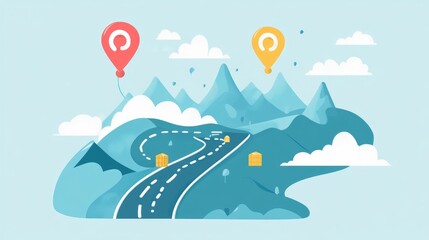Poster - A visual representation of a goal-setting journey with a path marked by milestones and checkpoints, illustrating the process of reaching long-term goals.