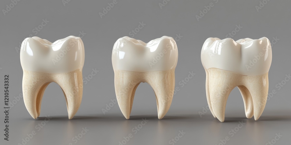 Detailed 3D Representation Of Permanent Lower First Molar Tooth Detailed 3D Representation Of Permanent Lower First Molar Tooth