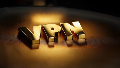 Poster - Golden VPN Letters on Dark Background Emphasizing Online Security