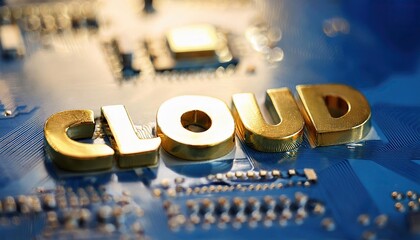 Poster - Golden Cloud Computing Text Over Circuit Board Background