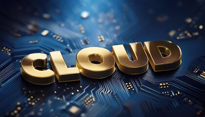 Poster - Digital Cloud Technology Concept with Circuit Board