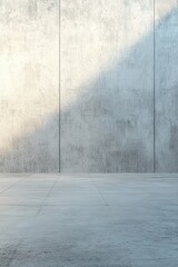Poster - A serene architectural setting showcases a smooth concrete wall, softly lit by linear shadows. The neutral sky adds to the minimalist ambiance, perfect for design projects or text overlay