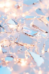 Poster - Fractured light creates a mesmerizing kaleidoscope effect across shimmering glass shards in a peaceful, illuminated space