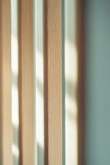 Poster - This calming Nordic-style background features vertical wooden slats in natural tones and muted light blue accents, creating a warm and inviting atmosphere perfect for text overlay