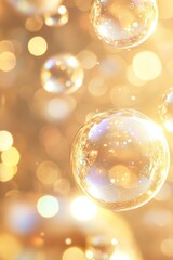 Poster - A stylish Y2K-inspired backdrop features softly glowing holographic bubbles with a champagne gold gradient, perfect for elegant text overlay. The design radiates festive charm and sophistication