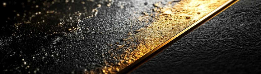 Poster - Soft black velvet textures are beautifully combined with gold and silver metallic accents, creating a rich, modern background