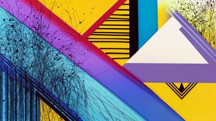Poster - Dynamic abstract art with vivid geometric patterns and colorful textures