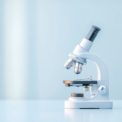 Poster - Modern Eco-Tech Microscope Display Sleek Metal and Glass Tech for Environmental Labs - Advanced Water Quality Solutions and Scientific Innovation