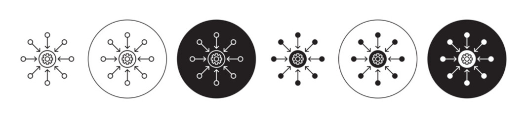 Centralized icons set in black filled and stroke line style