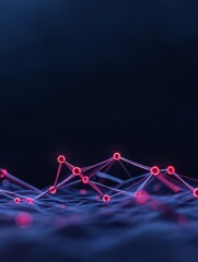 Fototapete - Futuristic Digital Finance Visualization Glowing Blockchain Nodes on Dark Surface - Cryptocurrency Networking and Fintech Strategy for Innovative Asset Management