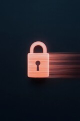 Aufkleber - Neon Cybersecurity Glowing Digital Lock with Bright Light Trails on Dark Canvas Enhancing Online Privacy for Modern Digital Applications in Tech and Business