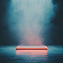 Aufkleber - Neon Minimalism in Virtual Showcases Abstract Geometric Stage with Ambient Lighting for Digital Performances and Futuristic Marketing Engagements