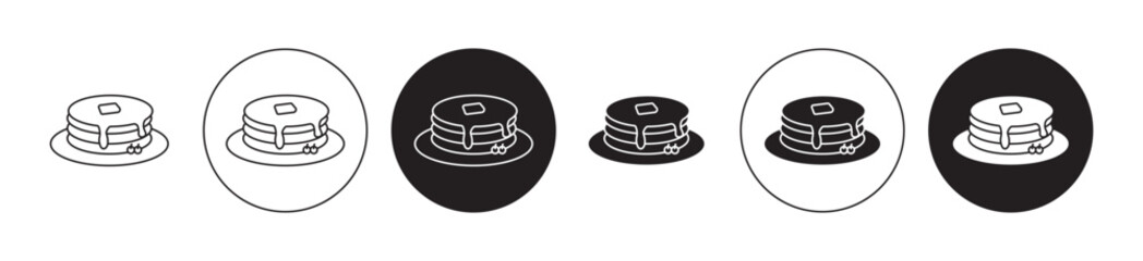 pancakes icons set in black filled and stroke line style