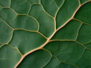 Poster - Serene Biophilic Design Macro Shot of Green Leaf Veins in Soft Natural Light for Sustainable Branding and Eco-Friendly Business Innovation