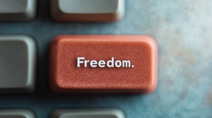 Poster - Glitch Tech Keyboard Freedom Key on Textured Modern Keycap - Digital Rights Focus and Activism in Cybersecurity and Startup Innovation
