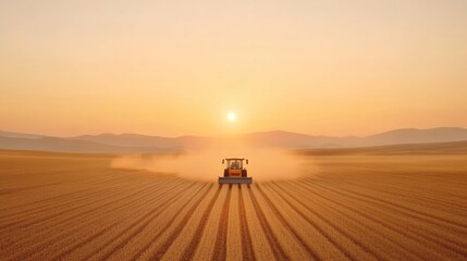 Poster - Golden Hour Harvesting State-of-the-Art Machinery in Dusty Sunset Fields - Leveraging IoT for Smart Agriculture and Eco-Friendly Farming Innovations