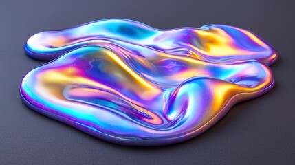 Wall Mural - Iridescent blob, metallic, abstract, smooth surface