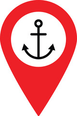 Poster - map pointer with anchor icon . sea port map location icon . vector illustration