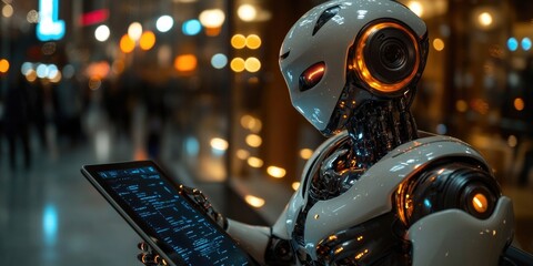 Poster - a robot holding a tablet computer