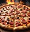 © Atittaya - A steaming hot pizza straight out of the oven, fresh basil, pepperoni
