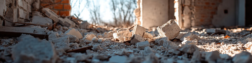 Wall Mural - Close-up of Building Debris and Rubble