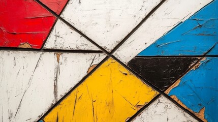 Poster - A vibrant, geometric composition in the shape of a house