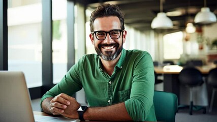 Wall Mural - The Smiling Man with Laptop