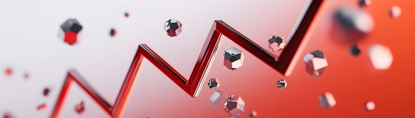 Poster - A dynamic red graph illustrating growth and progress. The design features striking visuals to represent rising trends and business success.