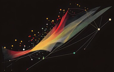 Poster - A vibrant abstract design featuring flowing colors and dynamic shapes against a dark background, representing creativity and digital art innovation.