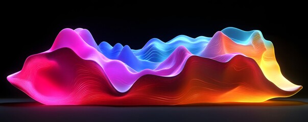 Poster - A vibrant, abstract wave of colorful light creating a visually stunning effect. Perfect for backgrounds, illustrations, and digital art projects.