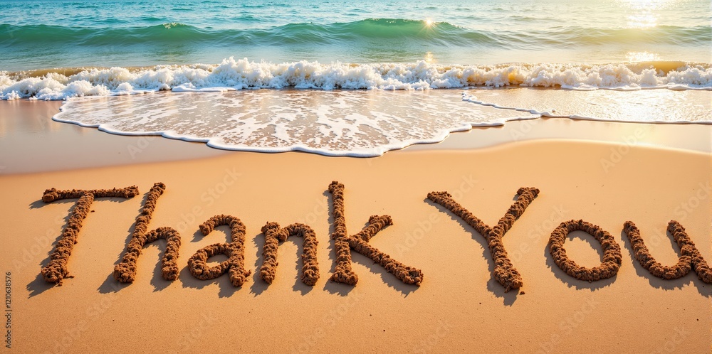 Thank You written in sand on a beach Stock Photo | Adobe Stock