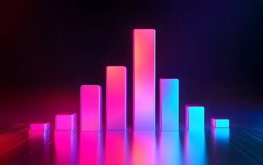 Poster - Abstract digital soundwave visualizations in vibrant neon colors illustrate the flow and intensity of audio frequencies for modern tech applications.