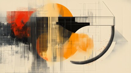 Poster - An abstract composition featuring geometric shapes and vibrant colors, designed to evoke creativity and innovation, perfect for modern design applications.