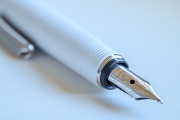 Poster - A single fountain pen resting on a plain white surface