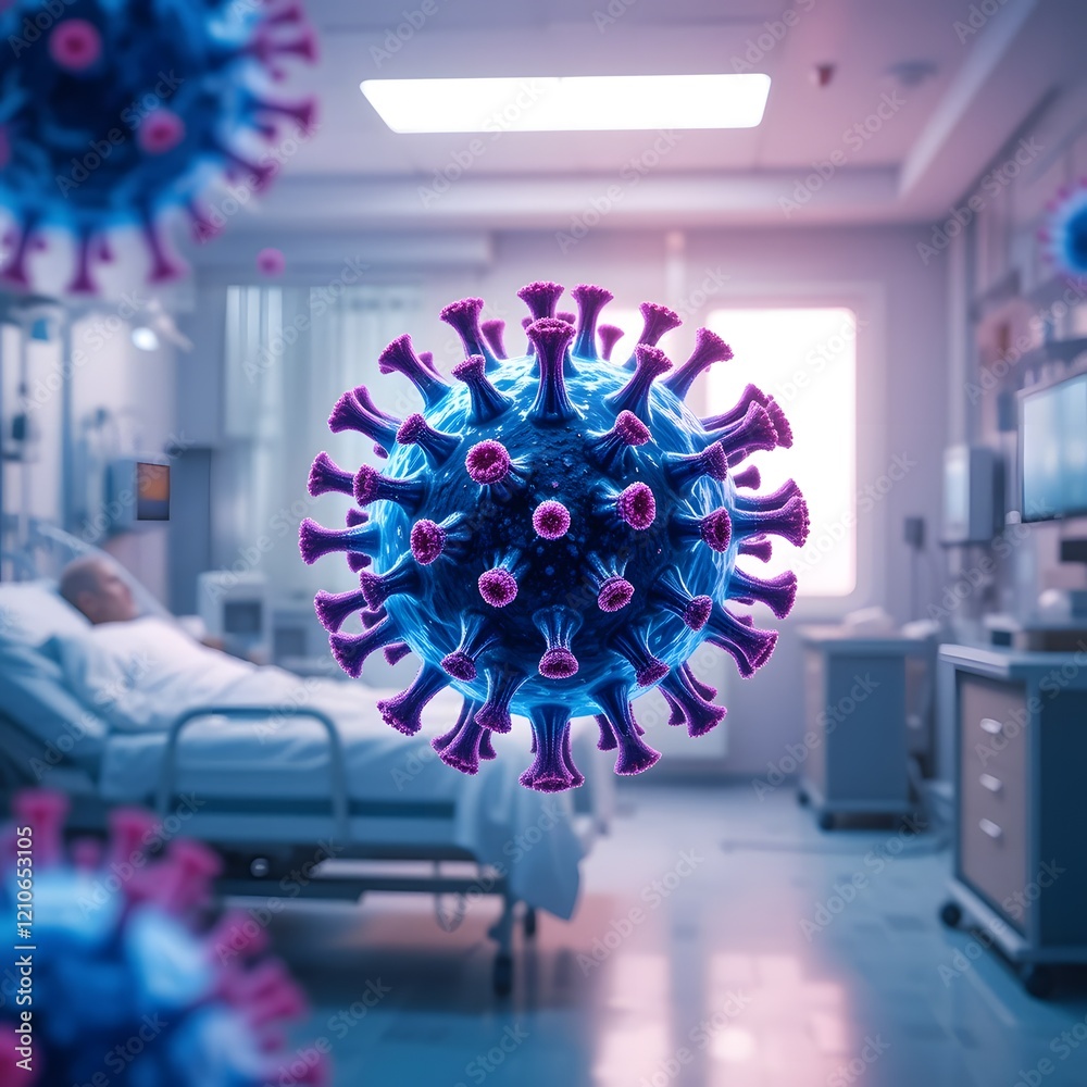 Illustration Stock Human Metapneumovirus HMPV Molecular Closeup In 3d illustration-stock-human-metapneumovirus-hmpv-molecular-closeup-in-3d