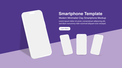 Poster - Modern Minimalist Clay Smartphone Mockups with Shadow for App Marketing Promotion, Banner, Flyer, Brochure, Presentations, and Infographics - Vector EPS.
