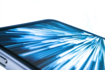 Poster - a close-up view of a cell phone lying on a table, ideal for use in tech-related or still life photog
