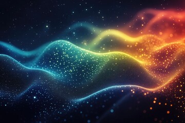 Poster - abstract illustration of a colorful wave with a vibrant rainbow effect