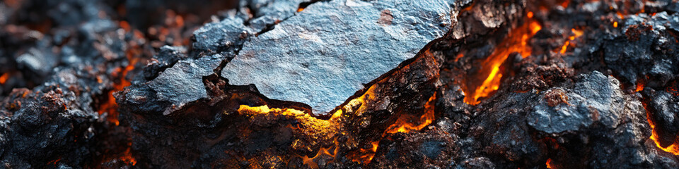 Wall Mural - Glowing Lava Beneath Volcanic Rock Fragment